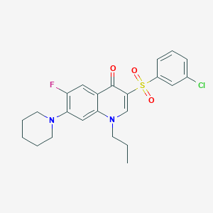 molecular formula C23H24ClFN2O3S B2657489 3-((3-chlorophenyl)sulfonyl)-6-fluoro-7-(piperidin-1-yl)-1-propylquinolin-4(1H)-one CAS No. 892757-76-5