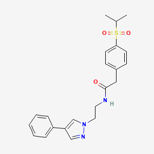 molecular formula C22H25N3O3S B2657490 2-(4-(异丙磺酰)苯基)-N-(2-(4-苯基-1H-吡唑-1-基)乙基)乙酰胺 CAS No. 2034351-32-9