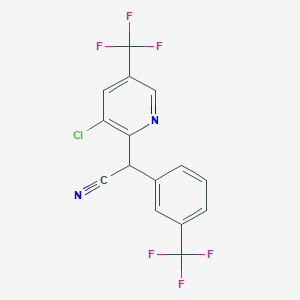 molecular formula C15H7ClF6N2 B2657512 2-[3-Chloro-5-(trifluoromethyl)-2-pyridinyl]-2-[3-(trifluoromethyl)phenyl]acetonitrile CAS No. 338407-22-0