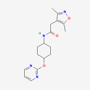 2-(3,5-dimethylisoxazol-4-yl)-N-((1r,4r)-4-(pyrimidin-2-yloxy)cyclohexyl)acetamide