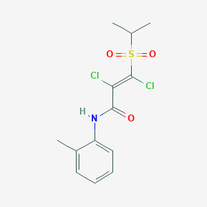 molecular formula C13H15Cl2NO3S B2657526 (E)-2,3-dichloro-3-(isopropylsulfonyl)-N-(2-methylphenyl)-2-propenamide CAS No. 861211-89-4
