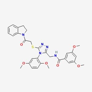 molecular formula C30H31N5O6S B2657527 N-((4-(2,5-dimethoxyphenyl)-5-((2-(indolin-1-yl)-2-oxoethyl)thio)-4H-1,2,4-triazol-3-yl)methyl)-3,5-dimethoxybenzamide CAS No. 309969-08-2