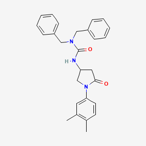 molecular formula C27H29N3O2 B2657528 1,1-二苄基-3-[1-(3,4-二甲苯基)-5-氧代吡咯烷-3-基]脲 CAS No. 894026-46-1