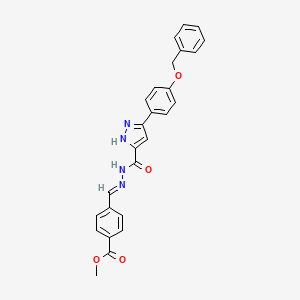 molecular formula C26H22N4O4 B2657532 (E)-methyl 4-((2-(3-(4-(benzyloxy)phenyl)-1H-pyrazole-5-carbonyl)hydrazono)methyl)benzoate CAS No. 1285521-12-1