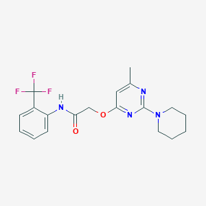 molecular formula C19H21F3N4O2 B2657538 2-((6-甲基-2-(哌啶-1-基)嘧啶-4-基)氧基)-N-(2-(三氟甲基)苯基)乙酰胺 CAS No. 1226454-52-9