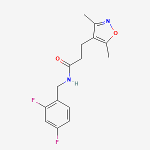 molecular formula C15H16F2N2O2 B2657539 N-(2,4-difluorobenzyl)-3-(3,5-dimethylisoxazol-4-yl)propanamide CAS No. 1235170-76-9