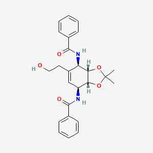 molecular formula C25H28N2O5 B2657549 N,N'-((3aR,4S,7R,7aS)-5-(2-hydroxyethyl)-2,2-dimethyl-3a,4,7,7a-tetrahydrobenzo[d][1,3]dioxole-4,7-diyl)dibenzamide (racemic) CAS No. 1998128-28-1