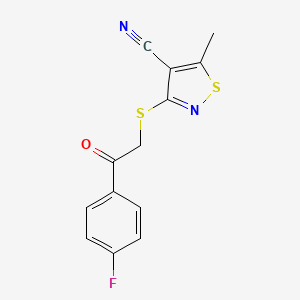 molecular formula C13H9FN2OS2 B2657559 3-{[2-(4-氟苯基)-2-氧代乙基]硫代}-5-甲基-4-异噻唑碳腈 CAS No. 339017-14-0