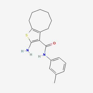 molecular formula C18H22N2OS B2657565 2-amino-N-(3-methylphenyl)-4,5,6,7,8,9-hexahydrocycloocta[b]thiophene-3-carboxamide CAS No. 669737-30-8