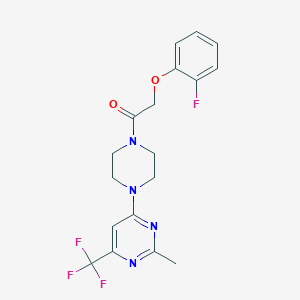 molecular formula C18H18F4N4O2 B2657570 2-(2-Fluorophenoxy)-1-(4-(2-methyl-6-(trifluoromethyl)pyrimidin-4-yl)piperazin-1-yl)ethanone CAS No. 2034412-65-0