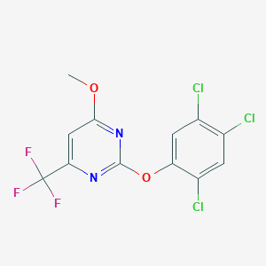 molecular formula C12H6Cl3F3N2O2 B2657573 4-Methoxy-2-(2,4,5-trichlorophenoxy)-6-(trifluoromethyl)pyrimidine CAS No. 478047-77-7