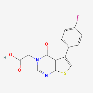 molecular formula C14H9FN2O3S B2657584 2-[5-(4-fluorophenyl)-4-oxo-3H,4H-thieno[2,3-d]pyrimidin-3-yl]acetic acid CAS No. 451461-16-8