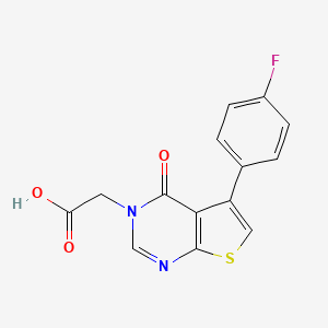 molecular formula C14H9FN2O3S B2657584 2-[5-(4-氟苯基)-4-氧代-3H,4H-噻吩[2,3-d]嘧啶-3-基]乙酸 CAS No. 451461-16-8