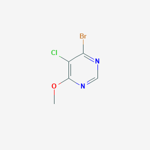 molecular formula C5H4BrClN2O B2657588 4-溴-5-氯-6-甲氧基嘧啶 CAS No. 2166822-25-7