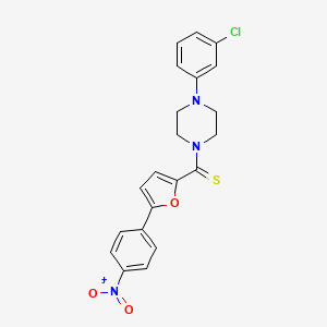 molecular formula C21H18ClN3O3S B2657593 (4-(3-Chlorophenyl)piperazin-1-yl)(5-(4-nitrophenyl)furan-2-yl)methanethione CAS No. 327074-74-8