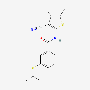 molecular formula C17H18N2OS2 B2657606 N-(3-氰基-4,5-二甲基噻吩-2-基)-3-(异丙基硫代)苯甲酰胺 CAS No. 941972-76-5