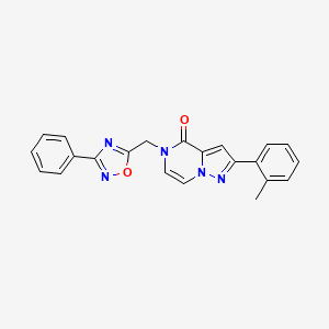 molecular formula C22H17N5O2 B2657608 2-(2-甲基苯基)-5-[(3-苯基-1,2,4-恶二唑-5-基)甲基]吡唑并[1,5-a]吡嗪-4(5H)-酮 CAS No. 1207001-58-8