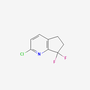 molecular formula C8H6ClF2N B2657610 2-Chloro-7,7-difluoro-5,6-dihydrocyclopenta[b]pyridine CAS No. 1257072-82-4