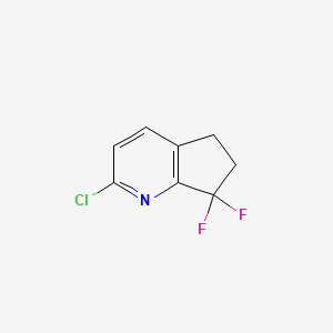 molecular formula C8H6ClF2N B2657610 2-氯-7,7-二氟-5,6-二氢环戊[b]吡啶 CAS No. 1257072-82-4