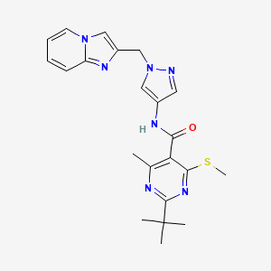 2-tert-butyl-N-[1-({imidazo[1,2-a]pyridin-2-yl}methyl)-1H-pyrazol-4-yl]-4-methyl-6-(methylsulfanyl)pyrimidine-5-carboxamide