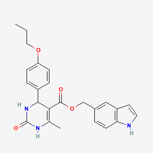 molecular formula C24H25N3O4 B2657614 1H-Indol-5-ylmethyl 6-methyl-2-oxo-4-(4-propoxyphenyl)-3,4-dihydro-1H-pyrimidine-5-carboxylate CAS No. 2137857-74-8
