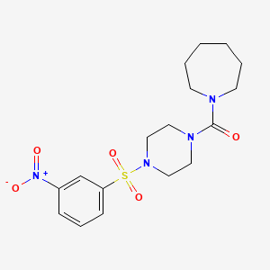 molecular formula C17H24N4O5S B2657623 1-[4-(3-Nitrobenzenesulfonyl)piperazine-1-carbonyl]azepane CAS No. 832685-44-6