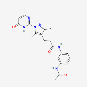 N-(3-acetamidophenyl)-3-(3,5-dimethyl-1-(4-methyl-6-oxo-1,6-dihydropyrimidin-2-yl)-1H-pyrazol-4-yl)propanamide