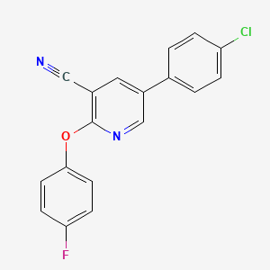 molecular formula C18H10ClFN2O B2657627 5-(4-氯苯基)-2-(4-氟苯氧基)吡啶-3-碳腈 CAS No. 338954-69-1