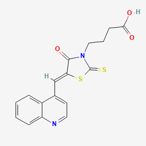 molecular formula C17H14N2O3S2 B2657635 (Z)-4-(4-oxo-5-(quinolin-4-ylmethylene)-2-thioxothiazolidin-3-yl)butanoic acid CAS No. 676652-44-1