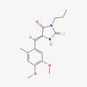 molecular formula C16H20N2O3S B2657644 (5Z)-5-[(4,5-二甲氧基-2-甲基苯基)亚甲基]-3-丙基-2-硫代亚氨基咪唑烷-4-酮 CAS No. 685134-63-8