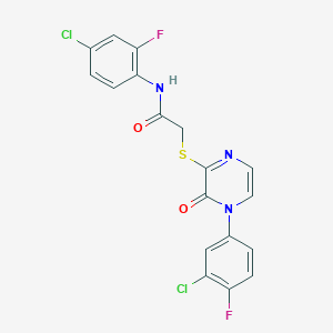N-(4-chloro-2-fluorophenyl)-2-((4-(3-chloro-4-fluorophenyl)-3-oxo-3,4-dihydropyrazin-2-yl)thio)acetamide