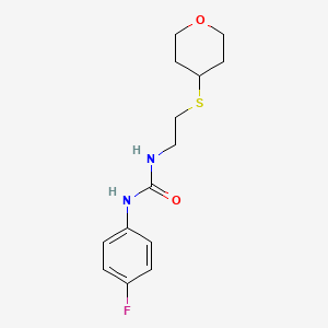 1-(4-fluorophenyl)-3-(2-((tetrahydro-2H-pyran-4-yl)thio)ethyl)urea