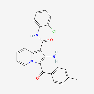 molecular formula C23H18ClN3O2 B2657653 2-氨基-N-(2-氯苯基)-3-(4-甲基苯甲酰基)吲哚并[1,2-a]喹唑啉-1-甲酰胺 CAS No. 898453-59-3