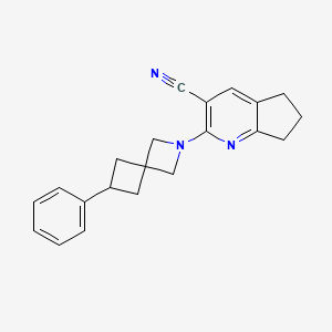 molecular formula C21H21N3 B2657656 2-(6-Phenyl-2-azaspiro[3.3]heptan-2-yl)-6,7-dihydro-5H-cyclopenta[b]pyridine-3-carbonitrile CAS No. 2380064-01-5