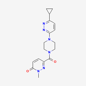 molecular formula C17H20N6O2 B2657659 6-(4-(6-cyclopropylpyridazin-3-yl)piperazine-1-carbonyl)-2-methylpyridazin-3(2H)-one CAS No. 2034493-29-1