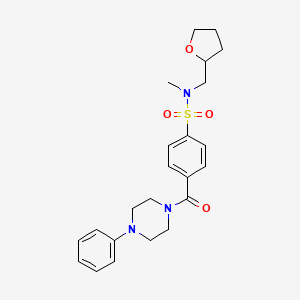 molecular formula C23H29N3O4S B2657666 N-methyl-4-(4-phenylpiperazine-1-carbonyl)-N-((tetrahydrofuran-2-yl)methyl)benzenesulfonamide CAS No. 868677-79-6