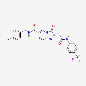 molecular formula C24H20F3N5O3 B2657669 2-[4-[(4-氟苄基)氨基]-2-氧代喹唑啉-1(2H)-基]-N-(3-甲苯基)乙酰胺 CAS No. 1226444-69-4