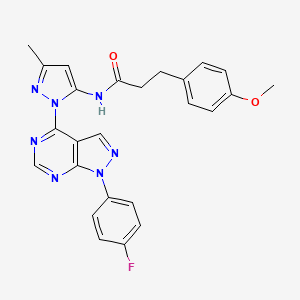 molecular formula C25H22FN7O2 B2657671 N-(1-(1-(4-fluorophenyl)-1H-pyrazolo[3,4-d]pyrimidin-4-yl)-3-methyl-1H-pyrazol-5-yl)-3-(4-methoxyphenyl)propanamide CAS No. 1007009-65-5