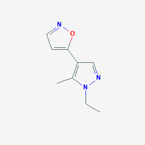 molecular formula C9H11N3O B2657675 5-(1-Ethyl-5-methyl-1H-pyrazol-4-yl)isoxazole CAS No. 1174882-04-2