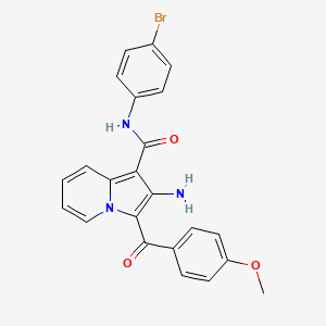 molecular formula C23H18BrN3O3 B2657676 2-amino-N-(4-bromophenyl)-3-(4-methoxybenzoyl)indolizine-1-carboxamide CAS No. 898436-82-3
