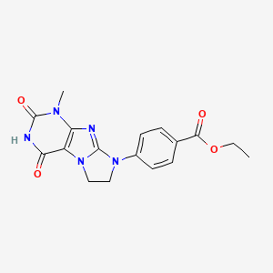 molecular formula C17H17N5O4 B2657685 Ethyl 4-(4-methyl-1,3-dioxo-7,8-dihydropurino[7,8-a]imidazol-6-yl)benzoate CAS No. 893959-79-0