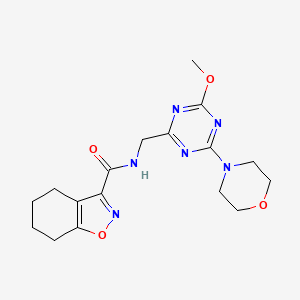 molecular formula C17H22N6O4 B2657689 N-((4-methoxy-6-morpholino-1,3,5-triazin-2-yl)methyl)-4,5,6,7-tetrahydrobenzo[d]isoxazole-3-carboxamide CAS No. 2034516-96-4
