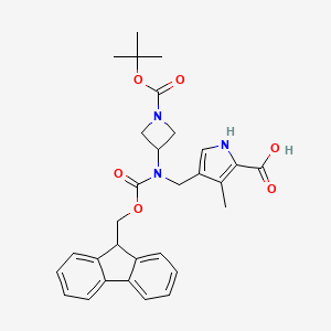 molecular formula C30H33N3O6 B2657690 4-[[9H-Fluoren-9-ylmethoxycarbonyl-[1-[(2-methylpropan-2-yl)oxycarbonyl]azetidin-3-yl]amino]methyl]-3-methyl-1H-pyrrole-2-carboxylic acid CAS No. 2138129-17-4