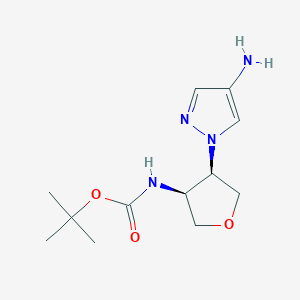 molecular formula C12H20N4O3 B2657691 Tert-butyl N-[(3S,4R)-4-(4-aminopyrazol-1-yl)oxolan-3-yl]carbamate CAS No. 2174002-68-5