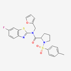 molecular formula C24H22FN3O4S2 B2657693 N-(6-氟苯并[d]噻唑-2-基)-N-(呋喃-2-基甲基)-1-甲苯磺酰基吡咯烷-2-甲酰胺 CAS No. 1048661-73-9