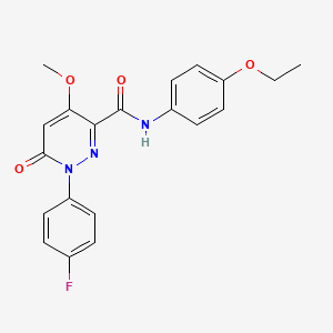 molecular formula C20H18FN3O4 B2657698 N-(4-乙氧苯基)-1-(4-氟苯基)-4-甲氧基-6-氧代吡啶并嘧啶-3-甲酰胺 CAS No. 921582-65-2