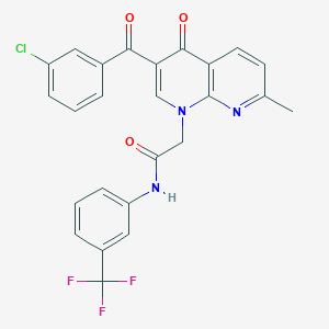 molecular formula C25H17ClF3N3O3 B2657701 2-(3-(3-氯苯甲酰)-7-甲基-4-氧代-1,8-萘啶-1(4H)-基)-N-(3-(三氟甲基)苯基)乙酰胺 CAS No. 894894-54-3