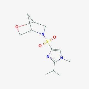 molecular formula C12H19N3O3S B2657705 5-((2-isopropyl-1-methyl-1H-imidazol-4-yl)sulfonyl)-2-oxa-5-azabicyclo[2.2.1]heptane CAS No. 2034204-17-4