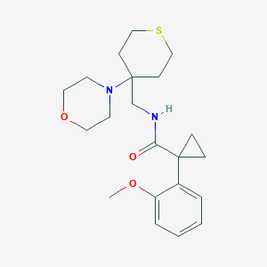 molecular formula C21H30N2O3S B2657709 1-(2-Methoxyphenyl)-N-[(4-morpholin-4-ylthian-4-yl)methyl]cyclopropane-1-carboxamide CAS No. 2380178-98-1