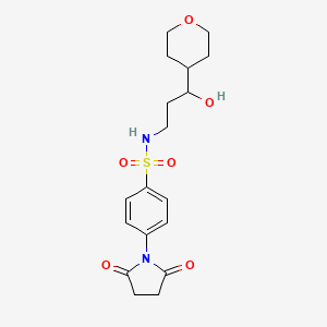 molecular formula C18H24N2O6S B2657710 4-(2,5-dioxopyrrolidin-1-yl)-N-(3-hydroxy-3-(tetrahydro-2H-pyran-4-yl)propyl)benzenesulfonamide CAS No. 2034450-96-7
